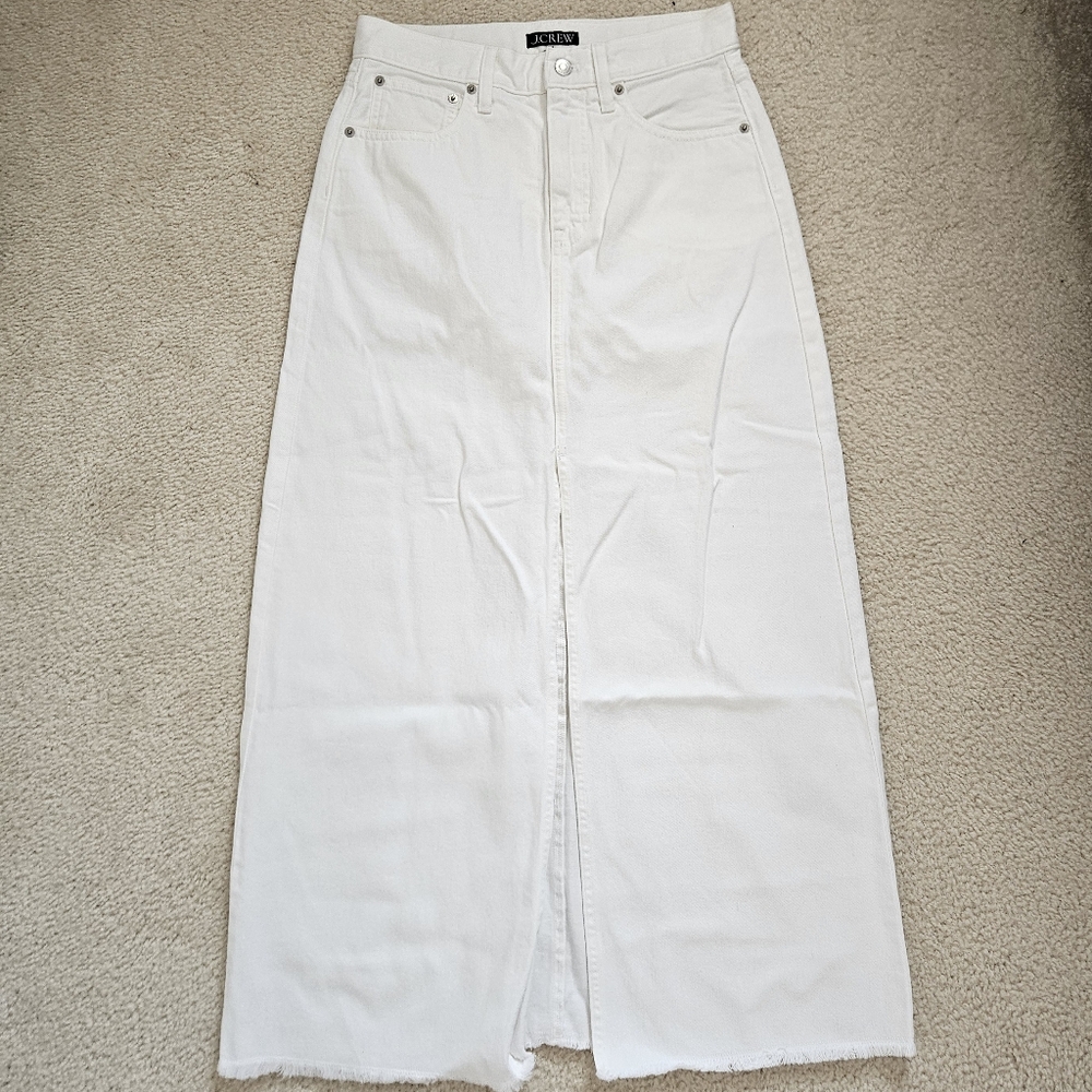 J. Crew White Denim Long Maxi Skirt NWOT - Picture 5 of 8